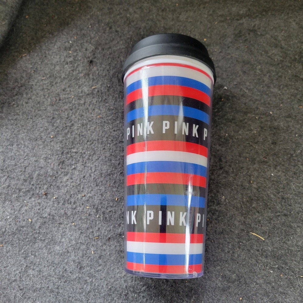 Victoria's Secret Pink Tumbler Travel Cup Coffee Mug Lid Drink Beverage Logo New